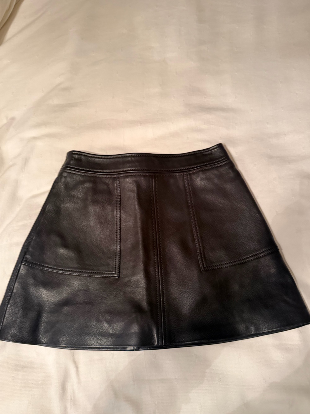 The Kooples Lamb Leather Mini Skirt with Patch Pockets